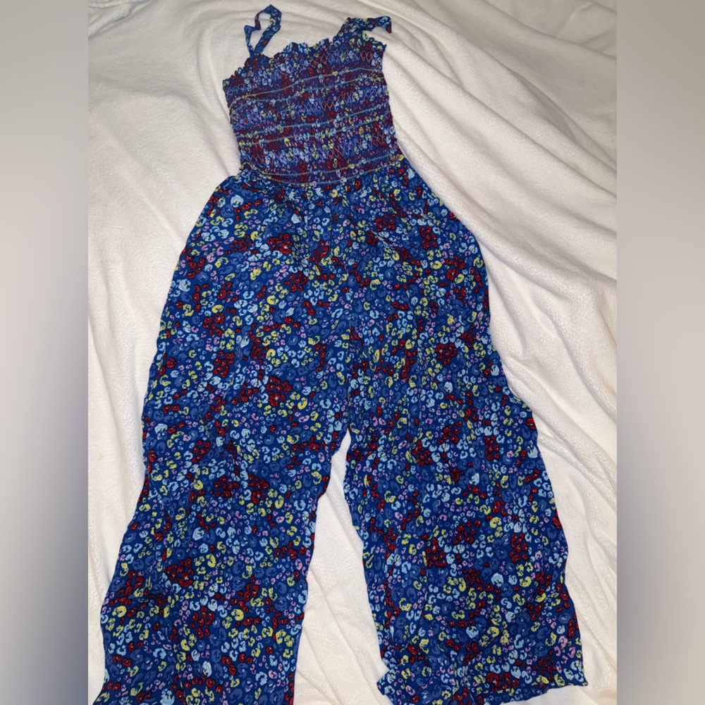 Kaari Blue Vibrant Floral Pants Jumpsuit